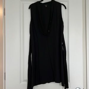 Black shift button down dress